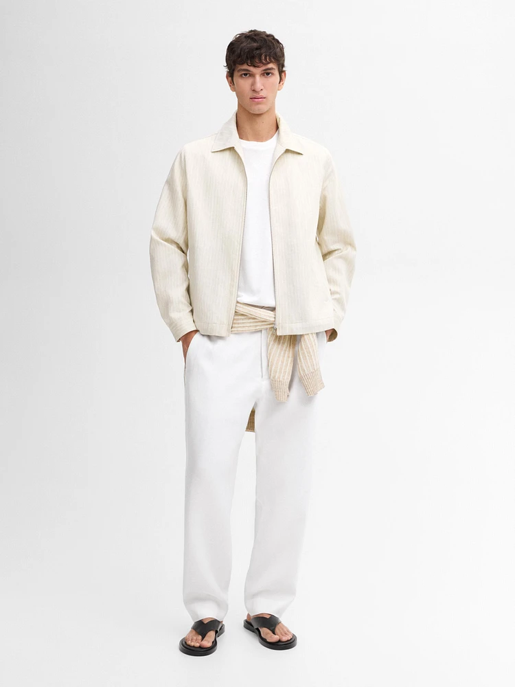 Veste bomber à rayures en coton mélangé