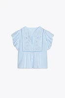 SHORT SLEEVE RUFFLE SHIRT