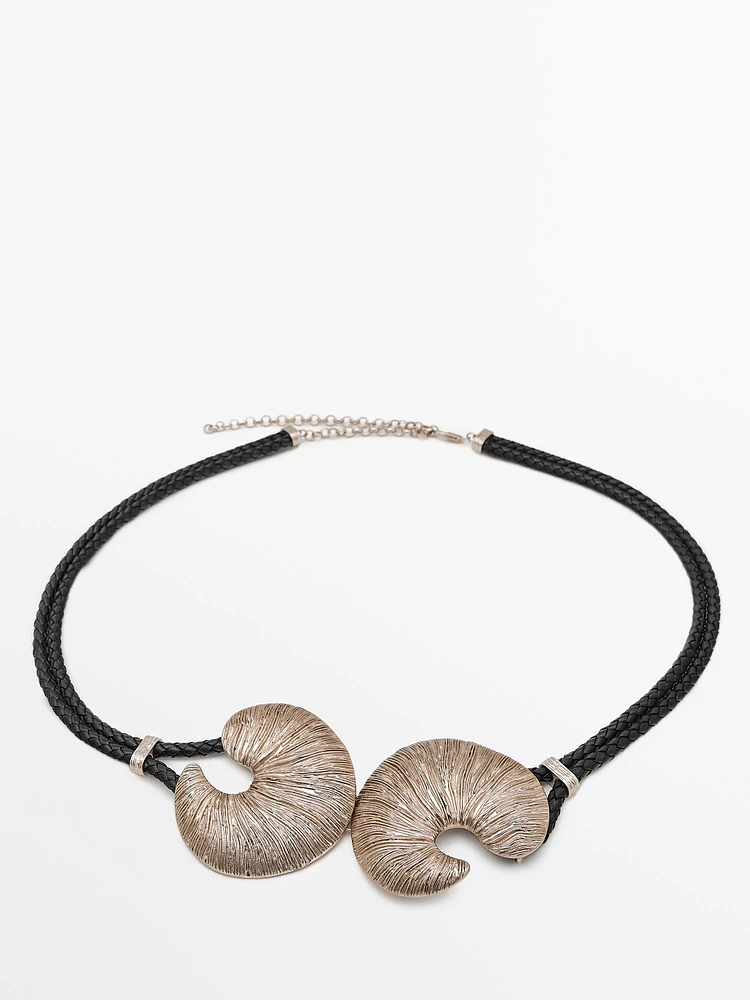 Ceinture en cuir avec boucle fossile