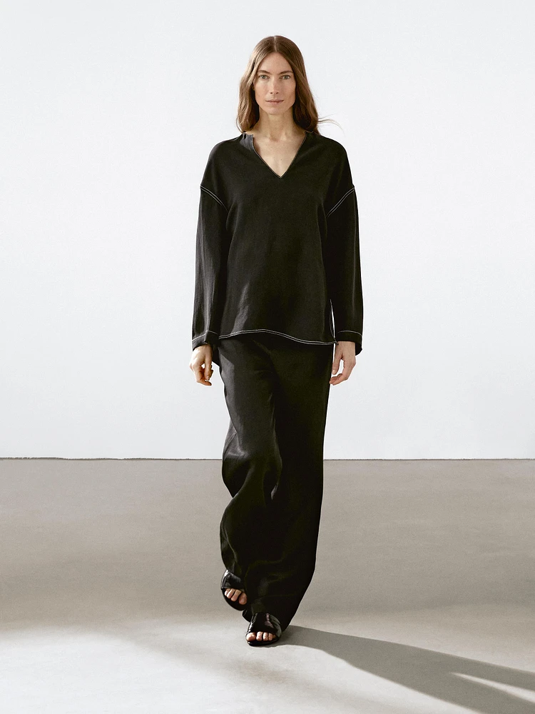 Pantalon straight détail taille