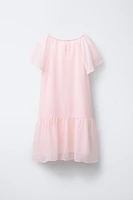 FLOWY DRESS WITH JEWEL FLOWER DETAIL