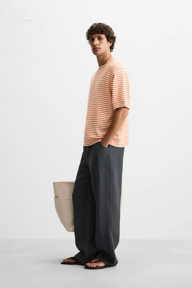 STRIPED TEXTURED KNIT T-SHIRT