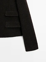 Short jacket with rhinestone buttons