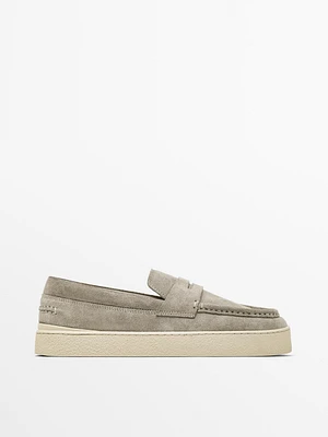 Soft split suede loafers
