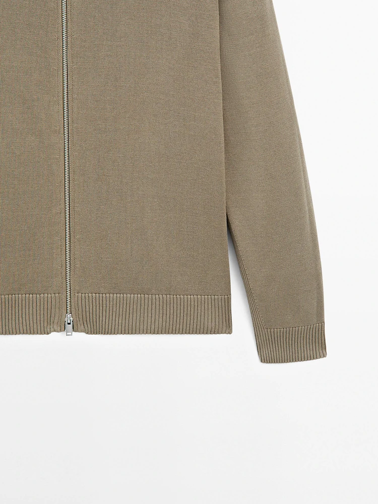 Cardigan maille fermeture Éclair coton