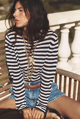 STRIPED FINE KNIT SWEATER