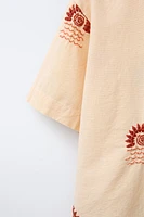 LINEN BLEND EMBROIDERED SUN SHIRT