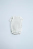 THREE-PACK OF BASIC SHORT SLEEVE KIMONO COLLAR BODYSUITS