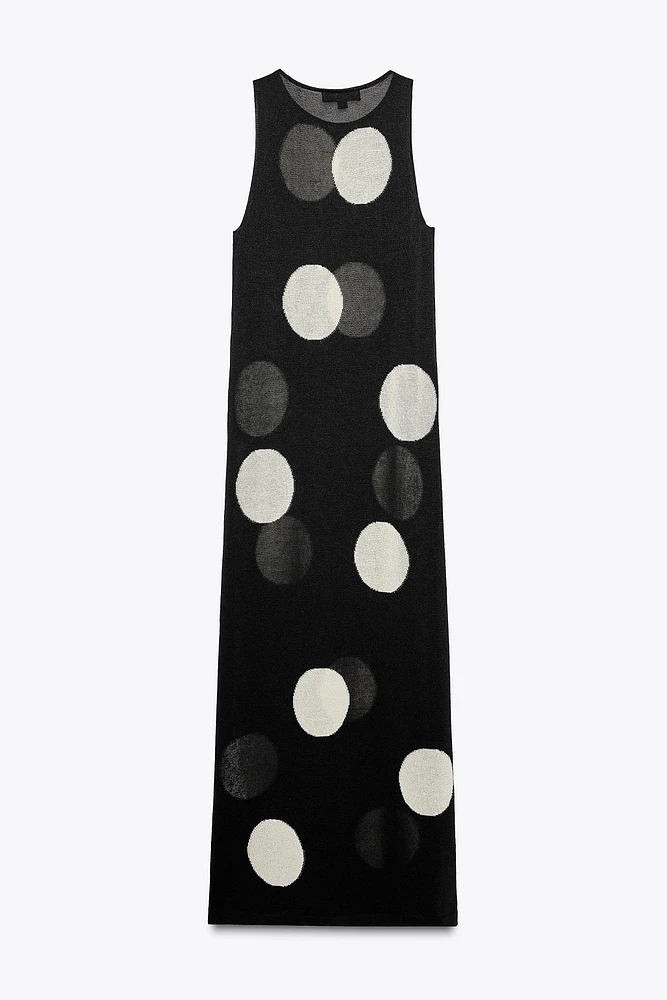 DOTTED KNIT MAXI DRESS