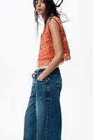 FRINGED KNIT VEST