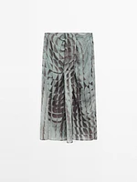 Printed midi skirt with gathered detail