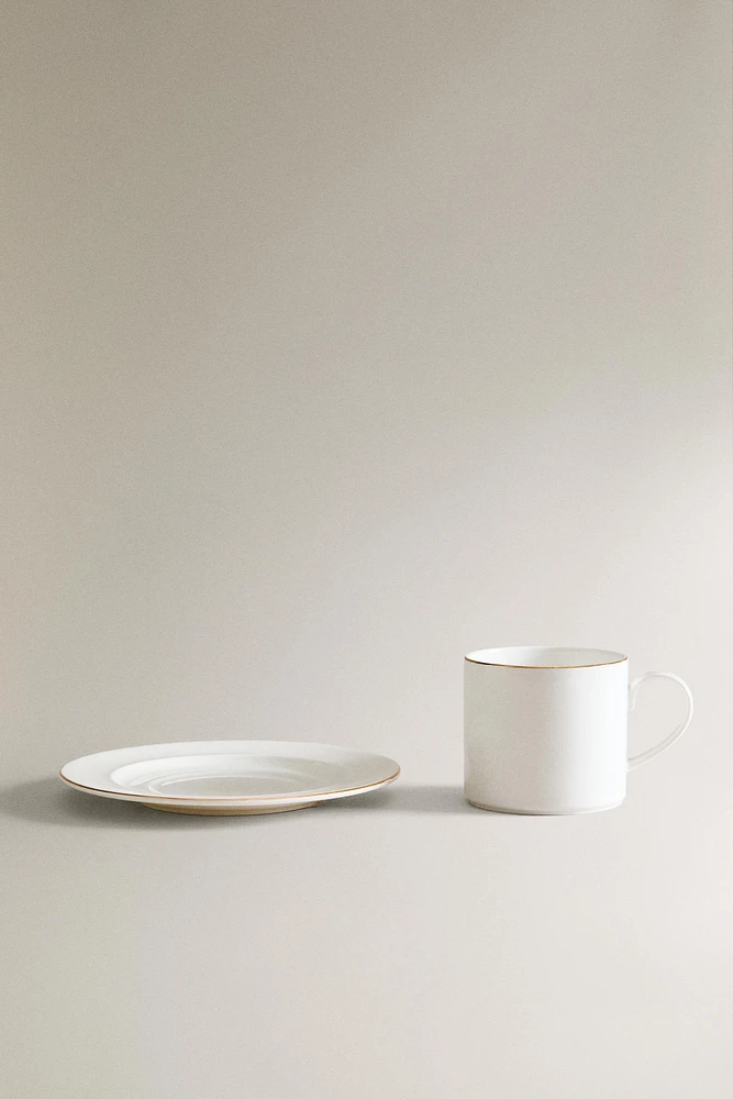 TASSE À THÉ AVEC SOUCOUPE PORCELAINE BONE CHINA BORD