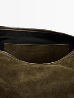 Split leather shoulder bag