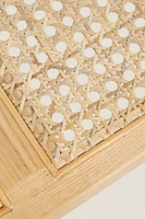 WOOD AND RATTAN BENCH