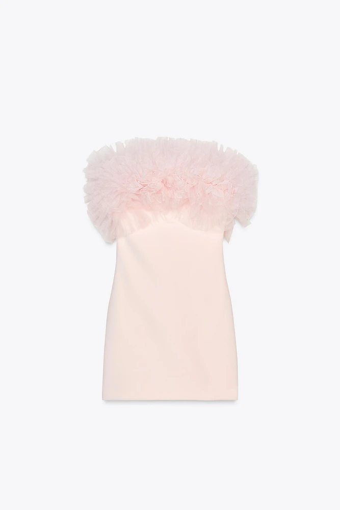 ROBE COURTE EN TULLE À VOLUME