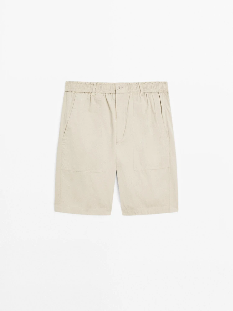 Cotton poplin carpenter Bermuda shorts