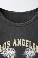 T-SHIRT À EFFET DÉLAVÉ IMPRIMÉ