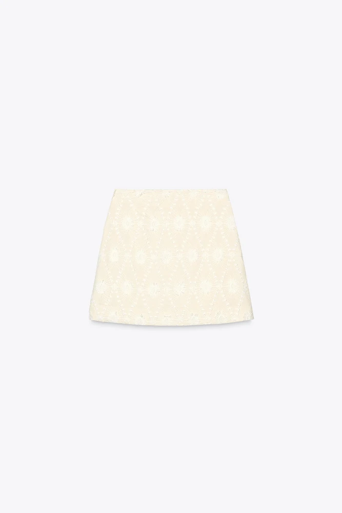 MINI-JUPE BRODERIES EFFRANGÉES