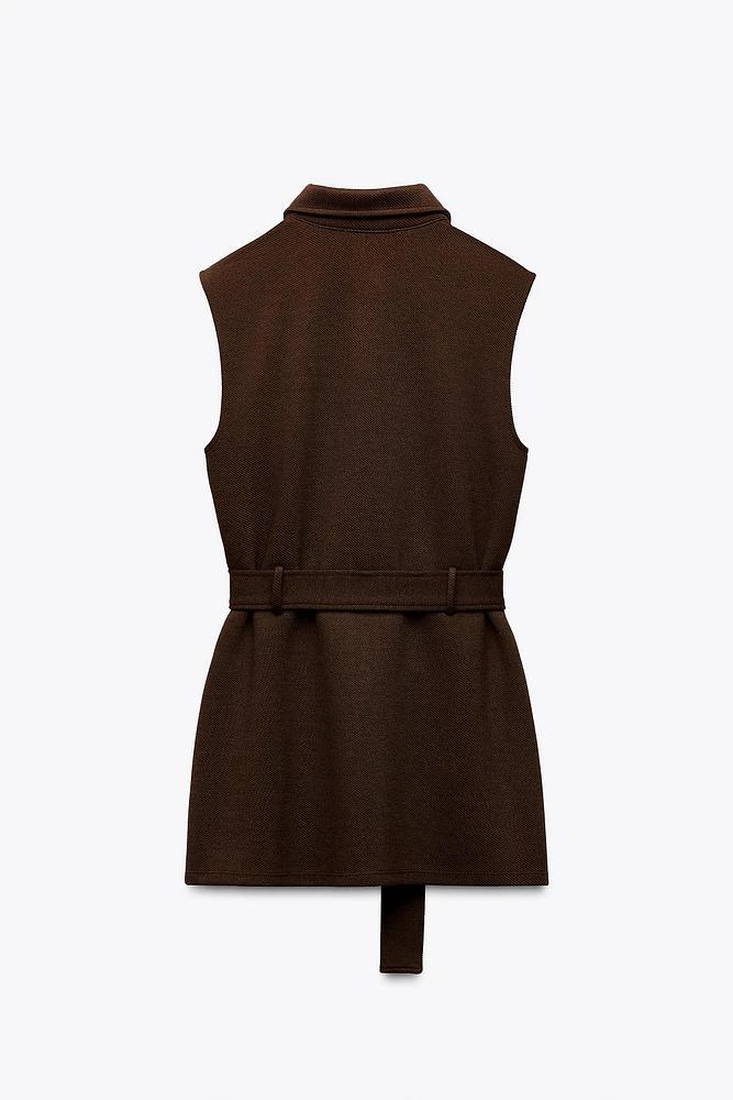 GILET AVEC CEINTURE EN SERGÉ