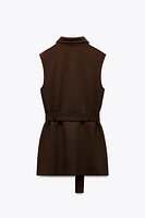 GILET AVEC CEINTURE EN SERGÉ