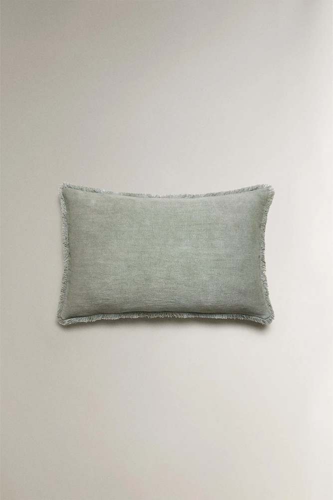 FRINGED THROW PILLOW COVER