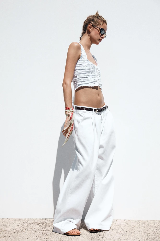 OPENWORK EMBROIDERED TOP