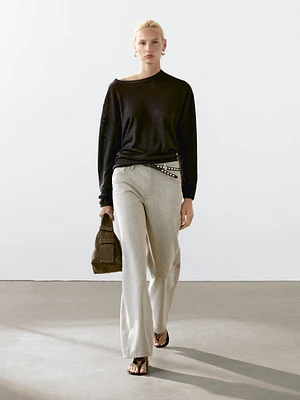 Mid-rise wide-leg jeans