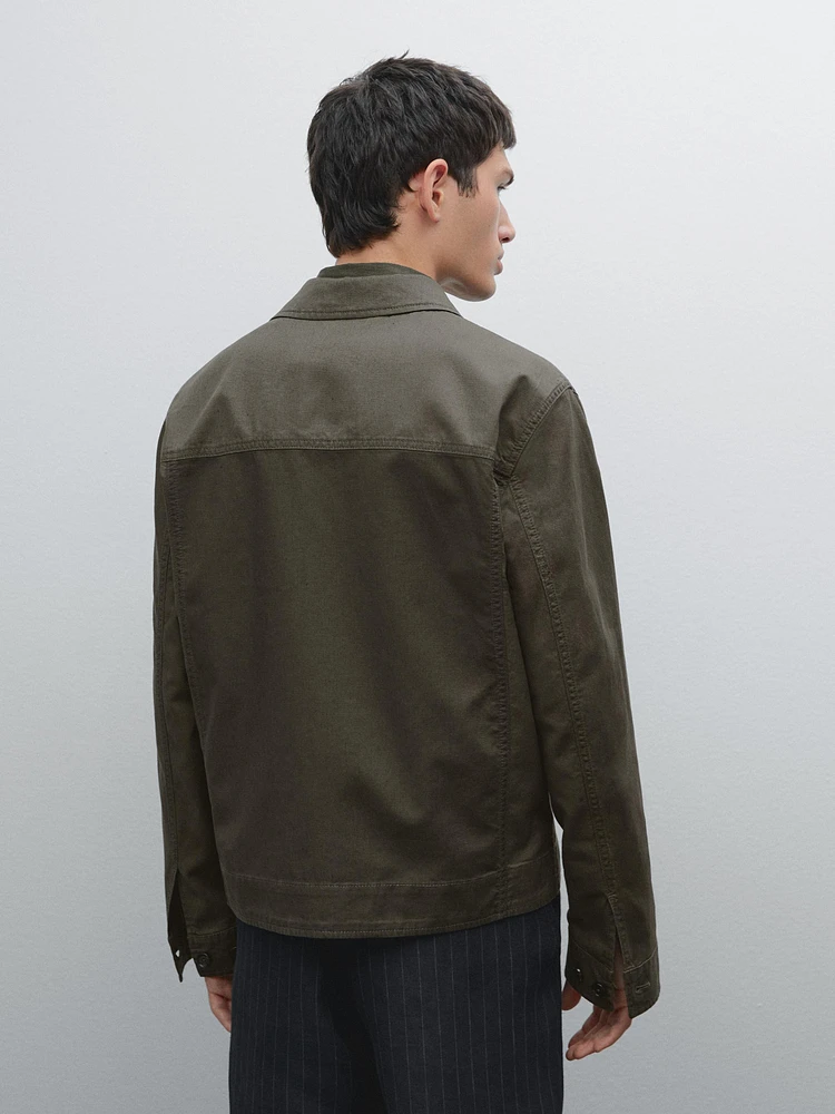 Cotton and linen jacket with pockets