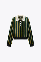 PULL POLO EN MAILLE À RAYURES