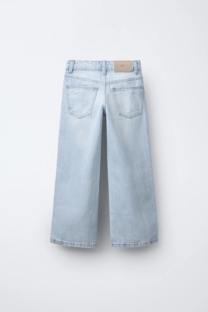 RIPPED WIDE LEG JEANS