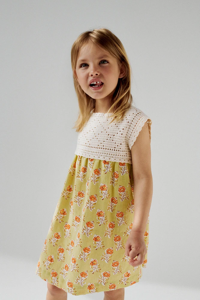CROCHET COTTON LINEN DRESS
