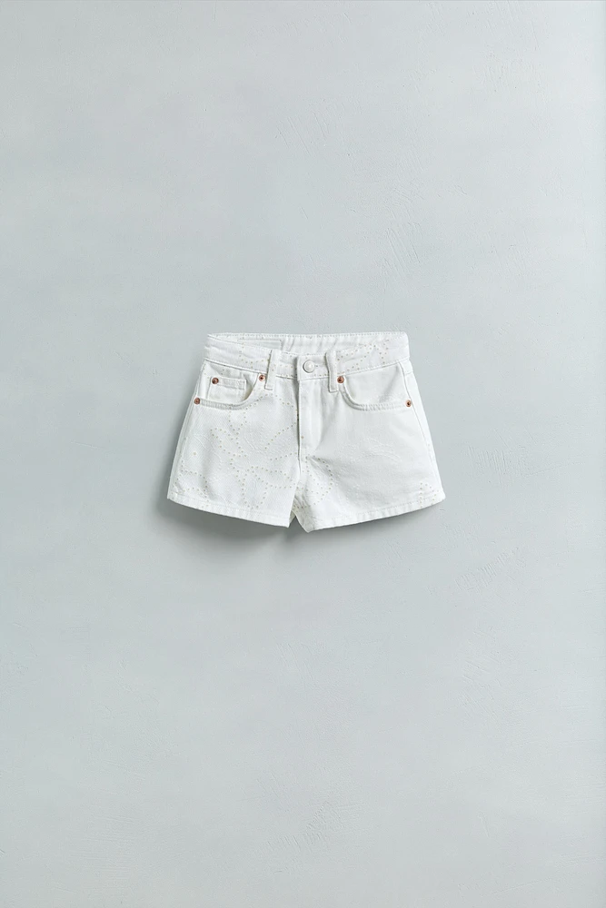 BERMUDA EN DENIM FLEURS
