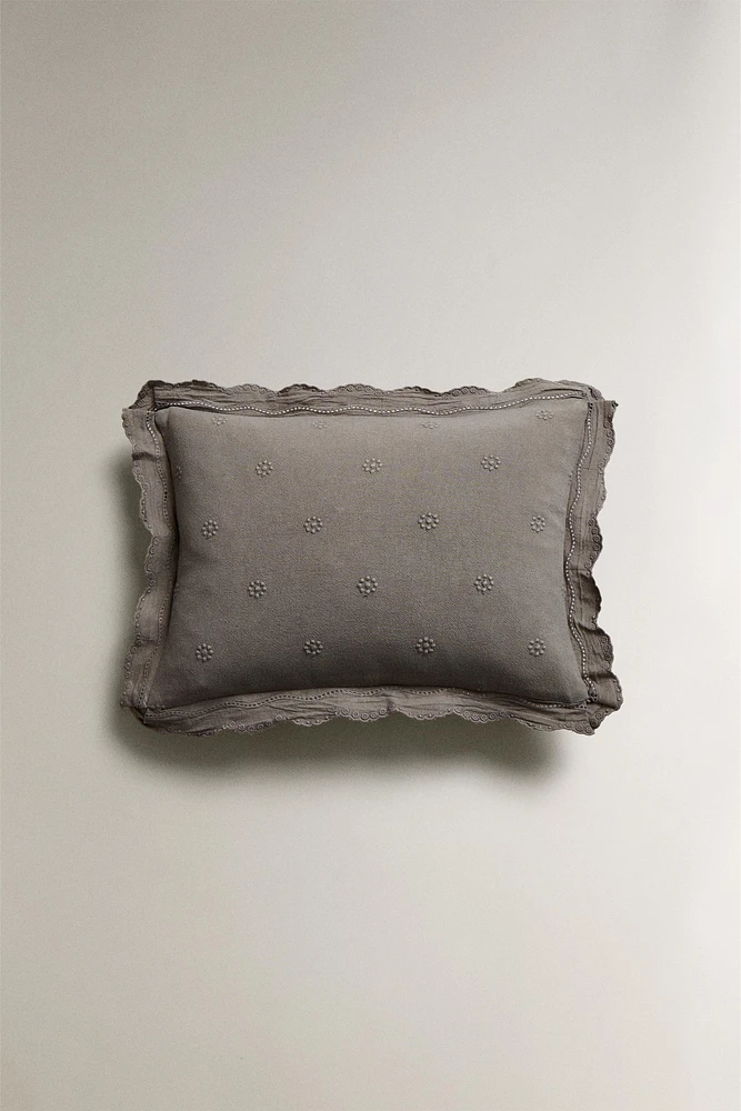 HOUSSE DE COUSSIN ENFANT BRODERIES FLEURS