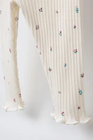 FLORAL RIBBED LEGGINGS
