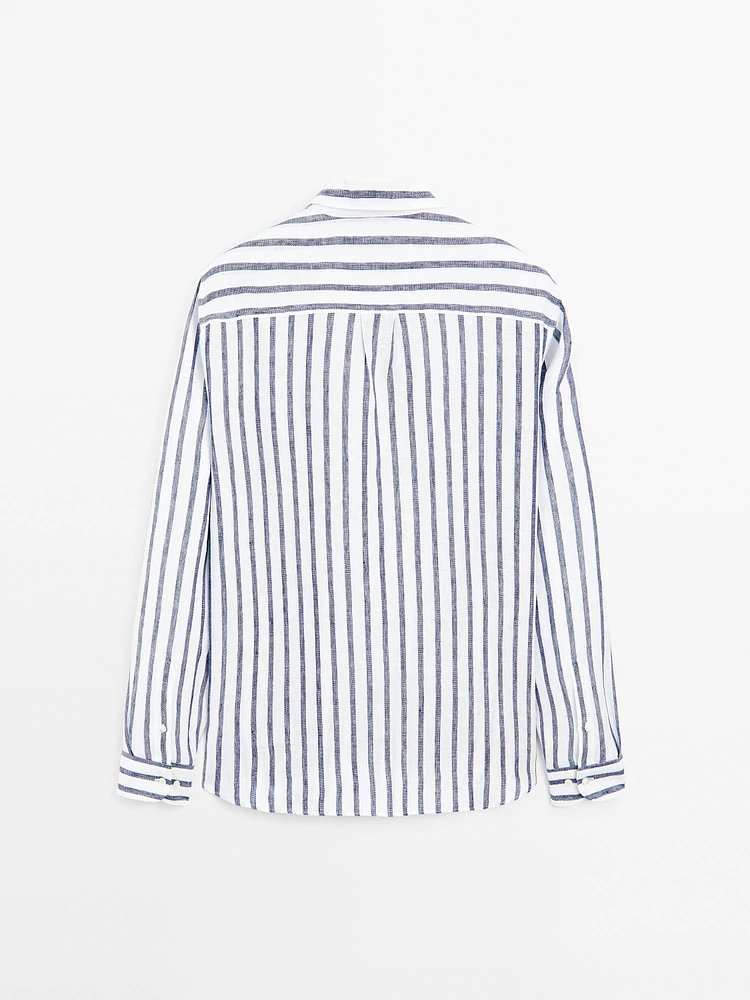 Chemise lin regular à rayures