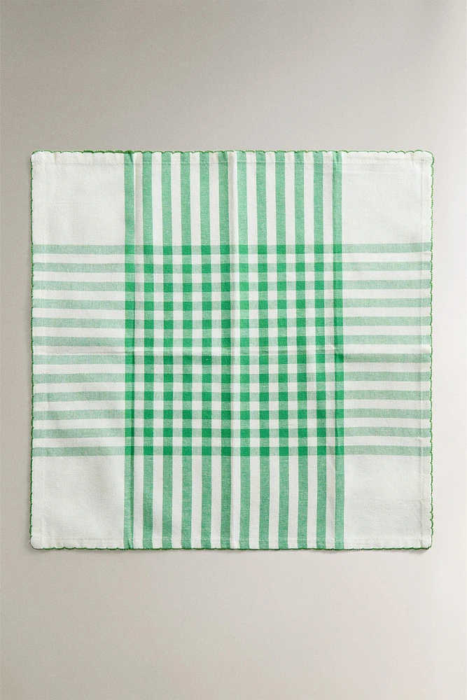 SET OF CHECK DYED COTTON NAPKINS