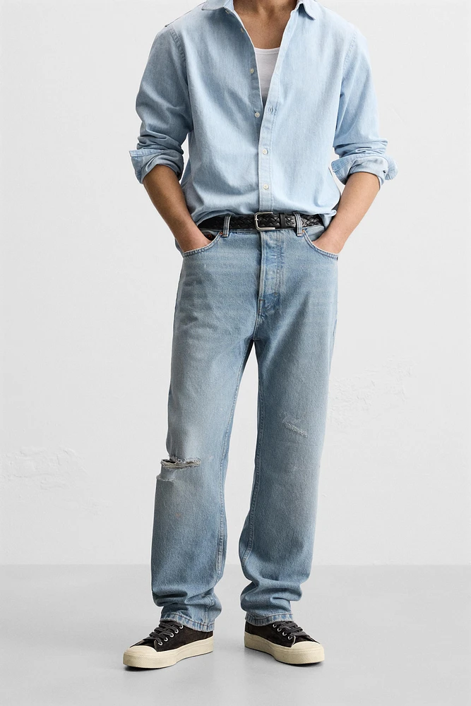 JEAN STRAIGHT FIT ÉCLABOUSSURES DE PEINTURE