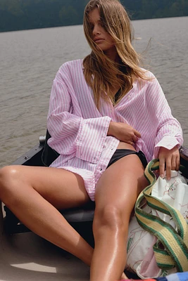 CHEMISE OVERSIZE GAZE RAYURES