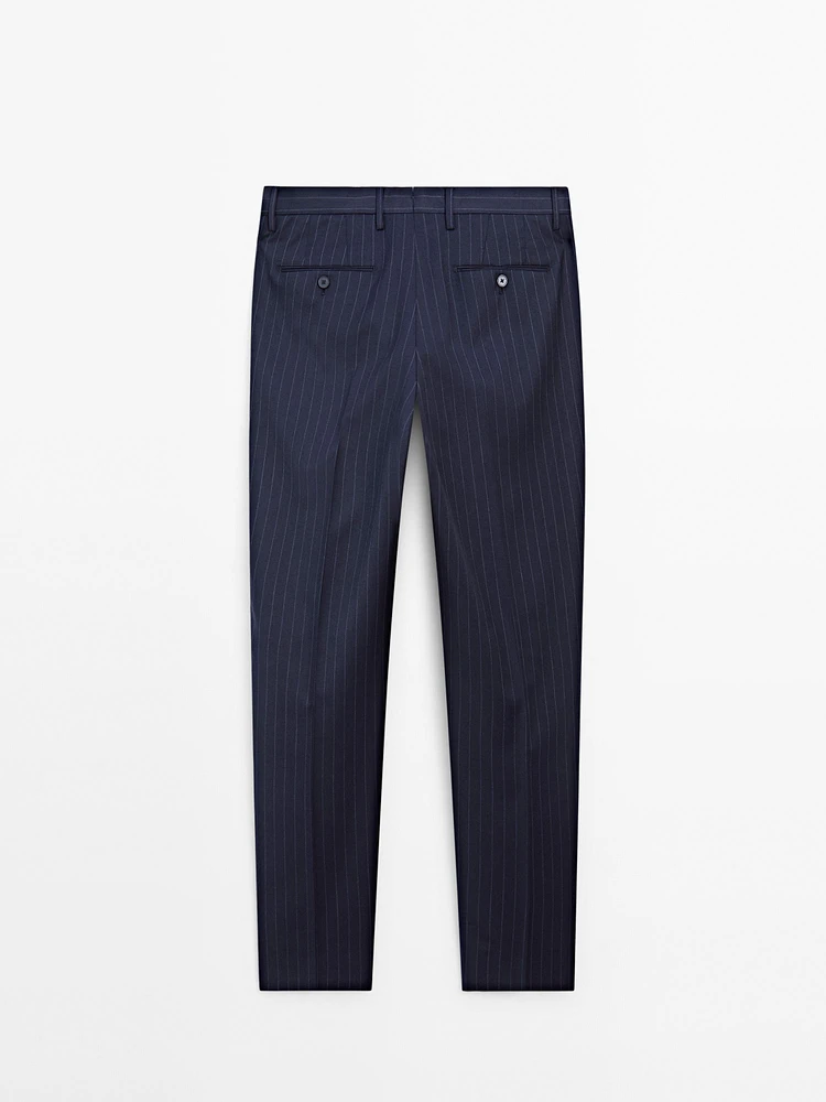 Pantalon de costume à rayures 100 % laine