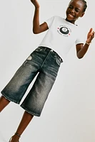CONTRAST TEXT RIBBED T-SHIRT