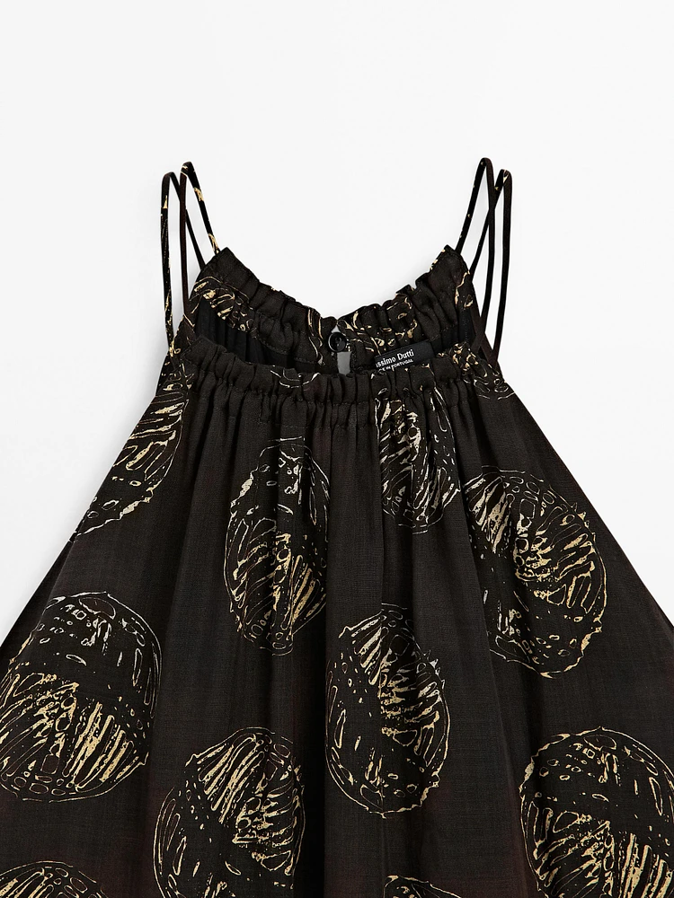 Robe longue imprimée ramie