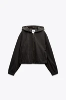 BLOUSON BOMBER TEXTURÉ À CAPUCHE