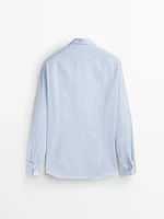 Slim fit cotton shirt with double cuffs