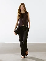 Linen blend beaded waistcoat
