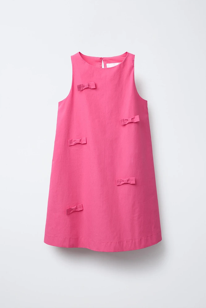 POPLIN DRESS WITH BOWS