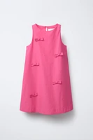 POPLIN DRESS WITH BOWS