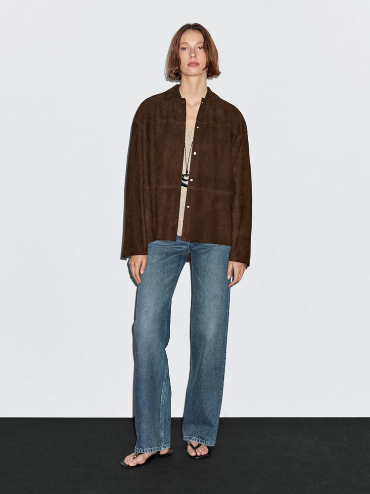Surchemise en cuir finition daim