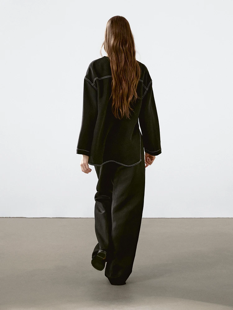 Pantalon straight détail taille