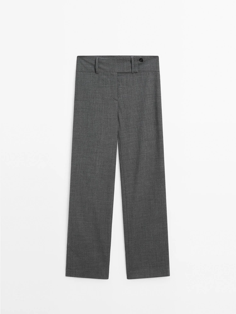 Straight trousers with wide waistband