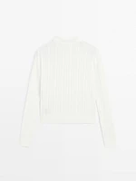Pull en maille de coton mélangé à col polo